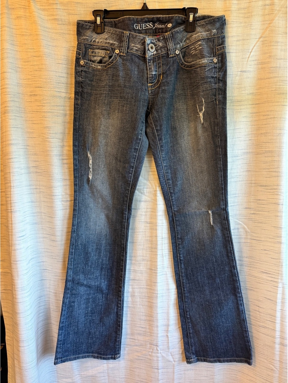 GUESS Women's Bootcut Distressed Blue Denim Jeans Size 30